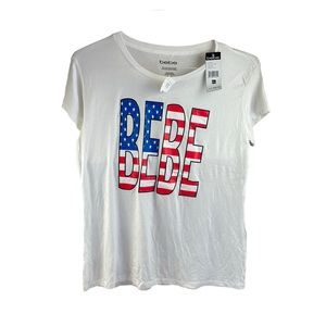 NWT Bebe T Shirt Short Sleeve Red White Blue Patriotic USA Women XL